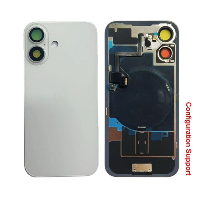 Back Panel with Wireless Charging Flex for iPhone 16 White No Logo (Configuration Support)