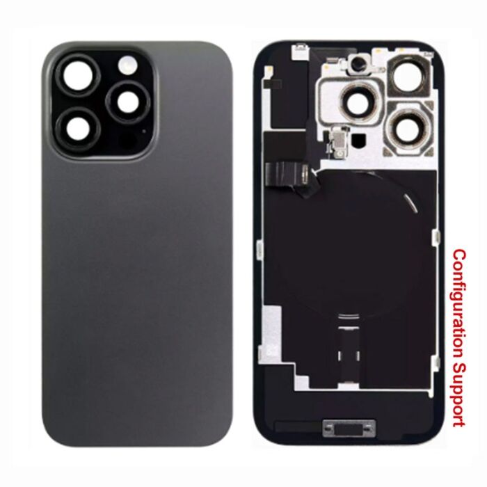 Back Panel with Wireless Charging Flex for iPhone 16Pro Black No Logo (Configuration Support)