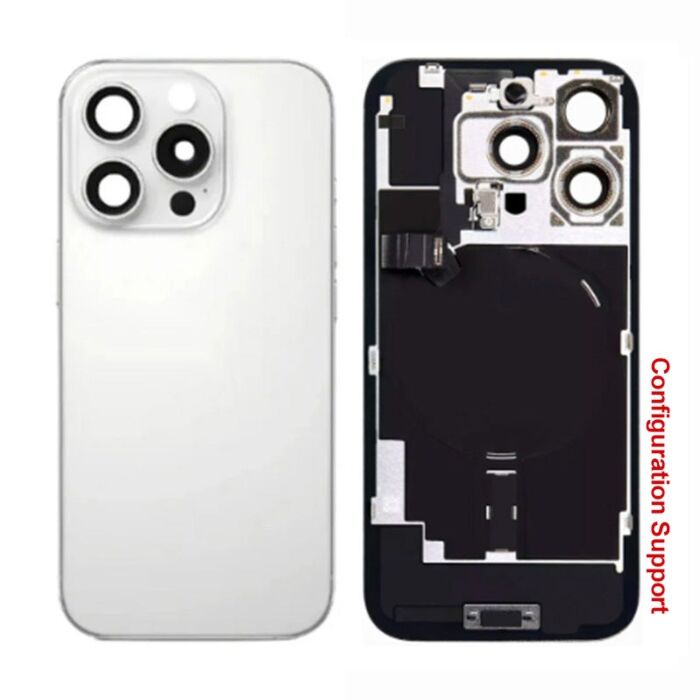 Back Panel with Wireless Charging Flex for iPhone 16Pro White No Logo (Configuration Support)