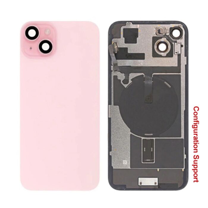 Back Panel with Wireless Charging Flex Pink No Logo for iPhone 15Plus (Configuration Support)