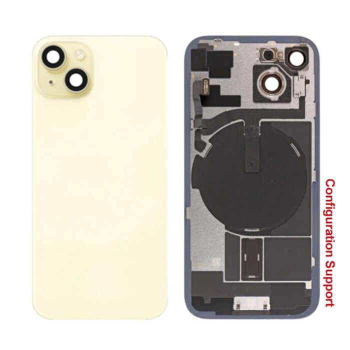 Back Panel with Wireless Charging Flex Yellow No Logo for iPhone 15 (Configuration Support)