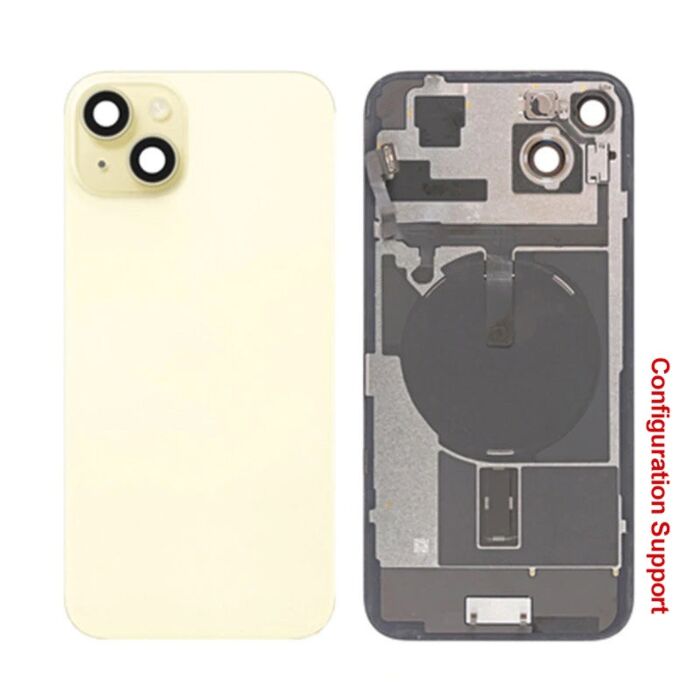 Back Panel with Wireless Charging Flex Yellow No Logo for iPhone 15Plus (Configuration Support)
