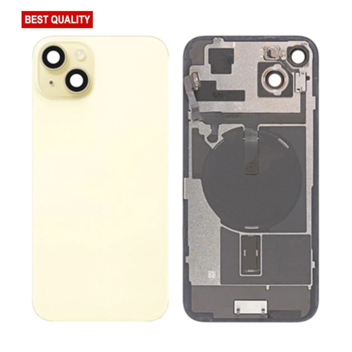 Back Panel with Wireless Charging Flex Yellow No Logo for iPhone 15Plus (Best Quality)