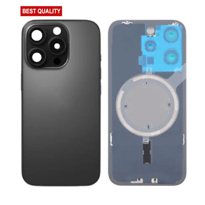 Back Panel with Magnet for iPhone 16Pro Max Black No Logo (Best Aftermarket)