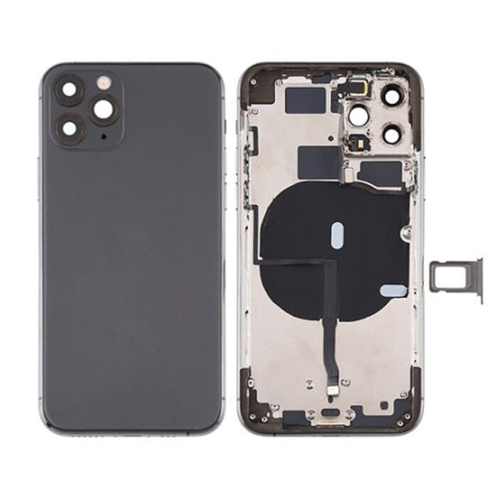 Back Housing with Power Flex Black No Logo for iPhone 11Pro (Best Aftermarket)