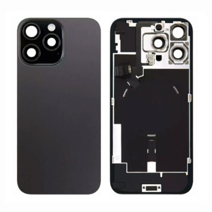 Back Panel with Wireless Charging Flex for iPhone 16Pro Max Black No Logo (Best Quality)