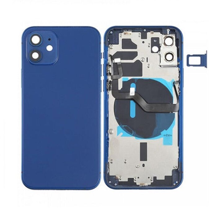 Back Housing with Power Flex Navy No Logo for iPhone 12 (Best Aftermarket)