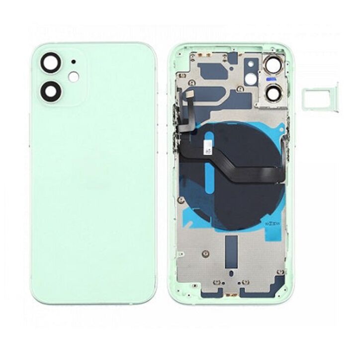 Back Housing with Power Flex Green No Logo for iPhone 12 (Best Aftermarket)