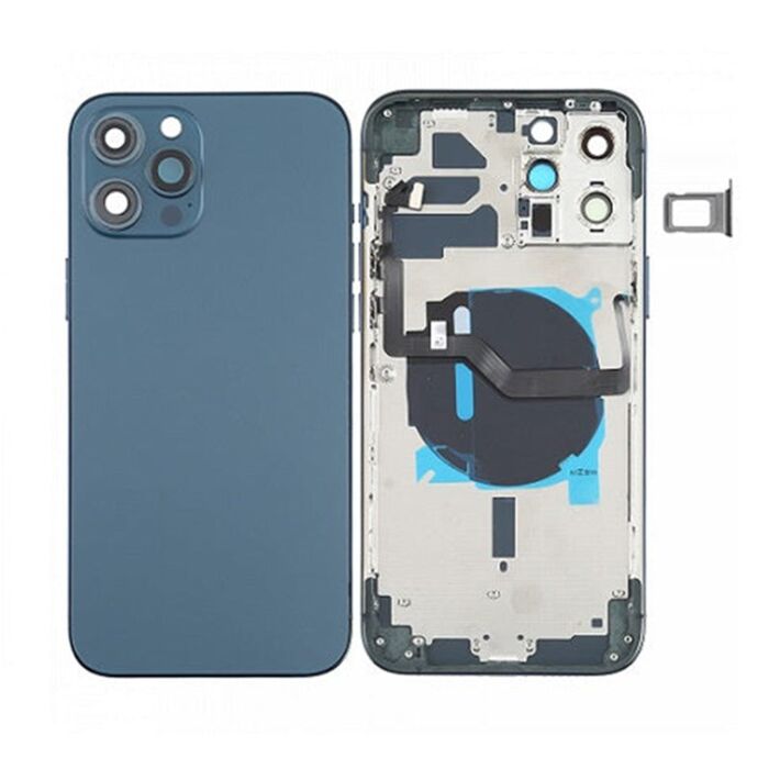 Back Housing with Power Flex Navy No Logo for iPhone 12Pro (Best Aftermarket)