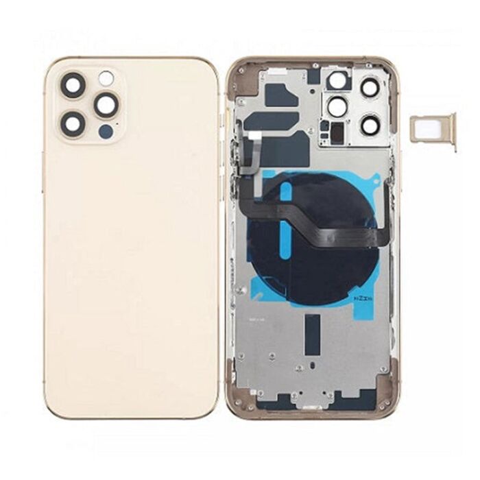 Back Housing with Power Flex Gold No Logo for iPhone 12Pro Max (Best Aftermarket)