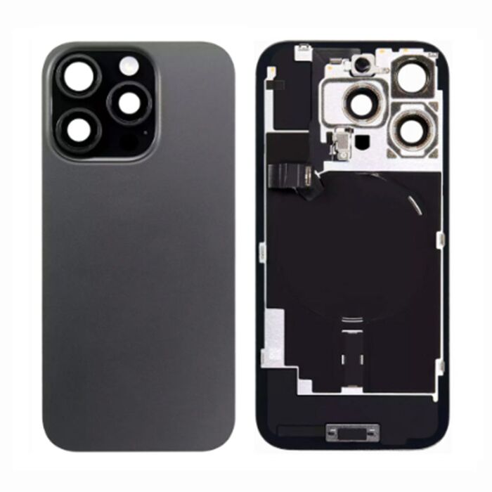 Back Panel with Wireless Charging Flex for iPhone 16Pro Black No Logo (Best Quality)