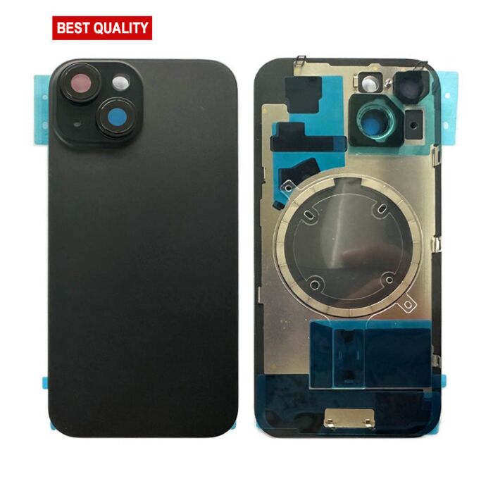 Back Panel with Magnet Black No Logo for iPhone 15 (Best Aftermarket)