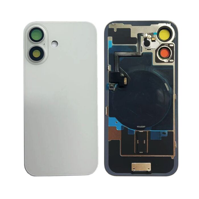 Back Panel with Wireless Charging Flex for iPhone 16 White No Logo (Best Quality)