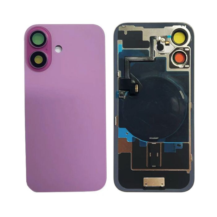 Back Panel with Wireless Charging Flex for iPhone 16 Pink No Logo (Best Quality)