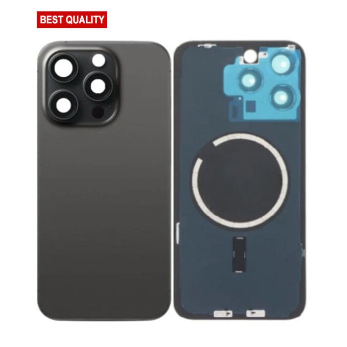 Back Panel with Magnet Black No Logo for iPhone 15Pro (Best Aftermarket)