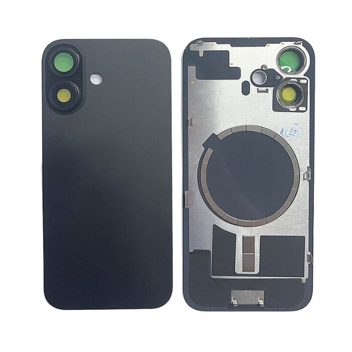 Back Panel with Magnet for iPhone 16 Black No Logo (Aftermarket Premium)
