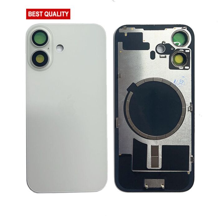 Back Panel with Magnet for iPhone 16 White No Logo (Best Aftermarket)