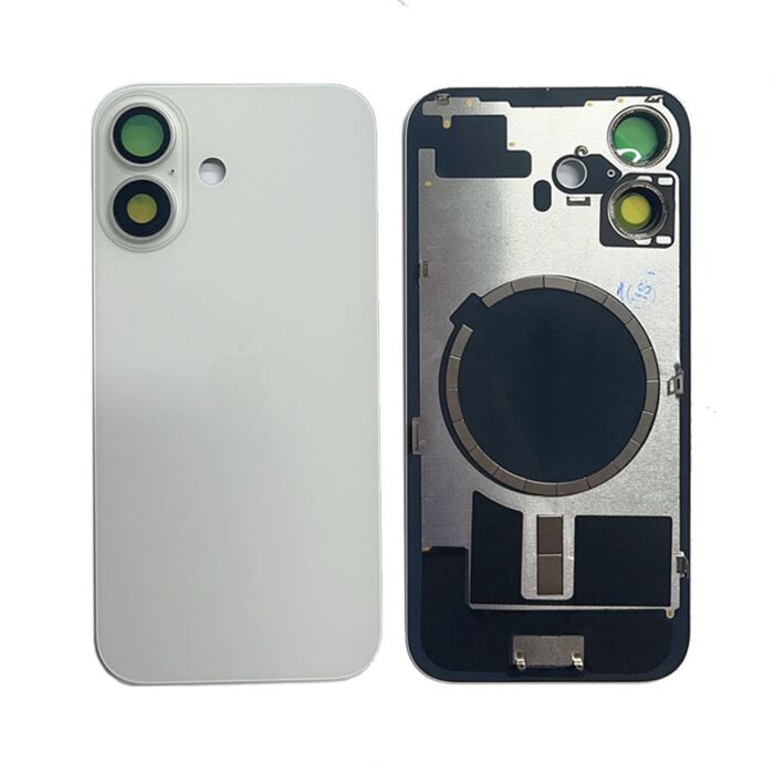 Back Panel with Magnet for iPhone 16 White No Logo (Aftermarket Premium)