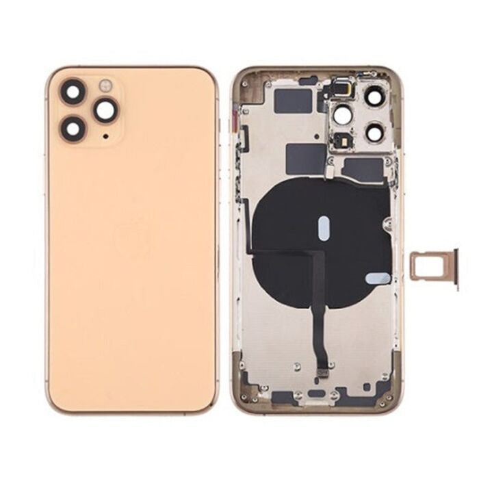 Back Housing with Power Flex Gold No Logo for iPhone 11Pro Max (Best Aftermarket)
