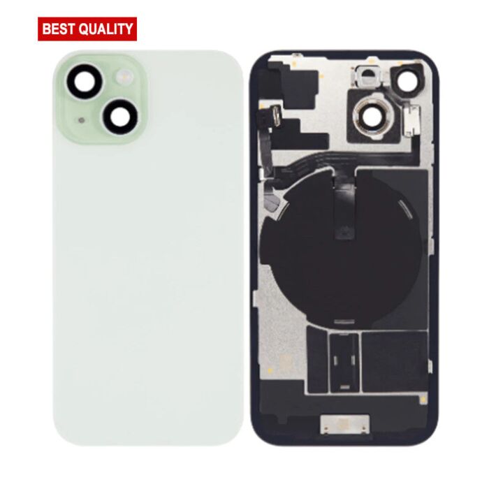 Back Panel with Wireless Charging Flex Green No Logo for iPhone 15 (Best Quality)