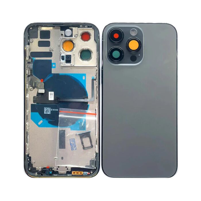 Back Housing with Power Flex Black No Logo for iPhone 14Pro Max (Best Aftermarket)