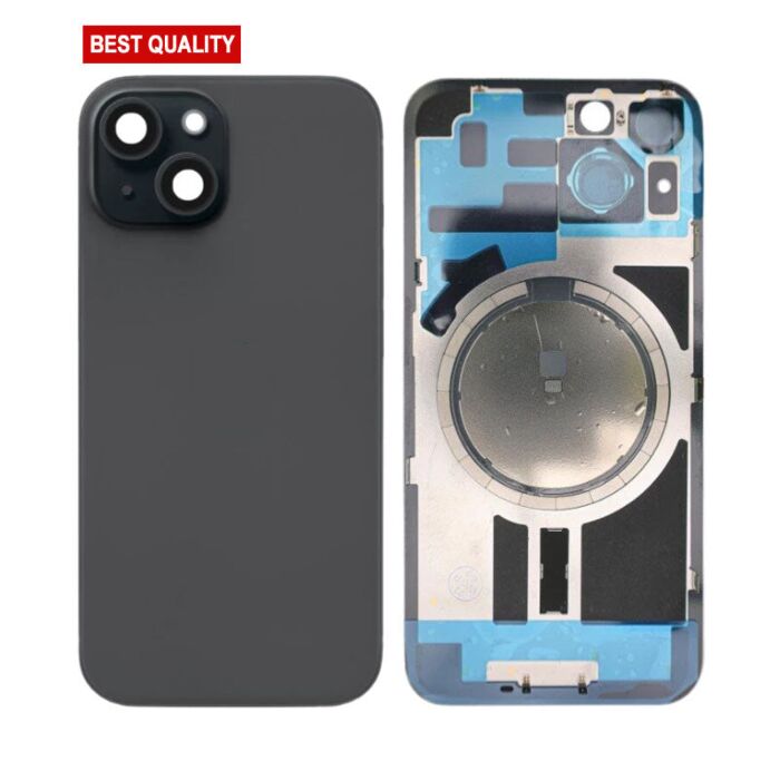 Back Panel with Magnet Black No Logo for iPhone 15Plus (Best Aftermarket)