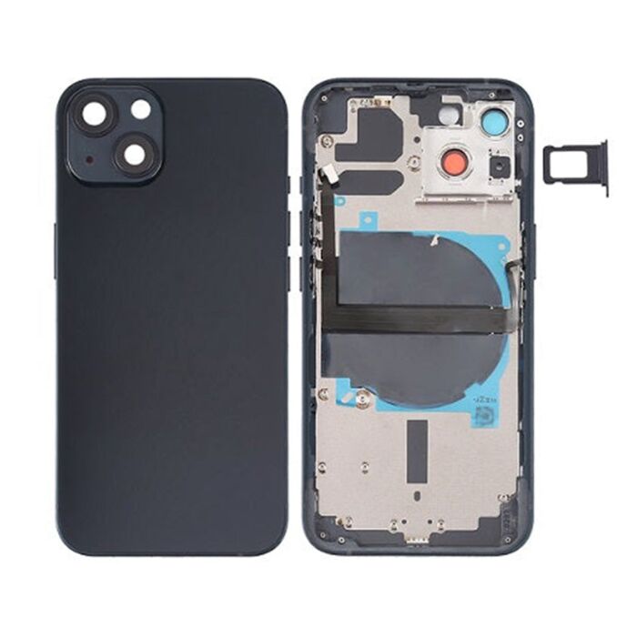 Back Housing with Power Flex Black No Logo for iPhone 13 (Best Aftermarket)