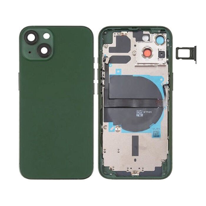 Back Housing with Power Flex Green No Logo for iPhone 13Mini (Best Aftermarket)