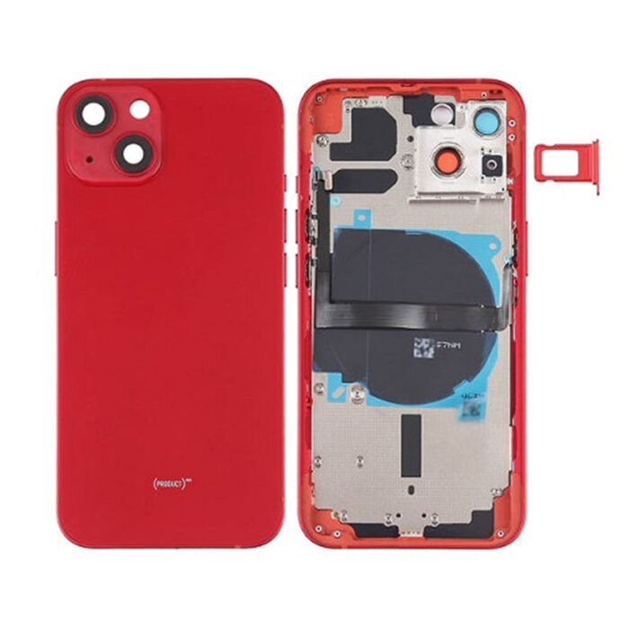 Back Housing with Power Flex Red No Logo for iPhone 13 (Best Aftermarket)