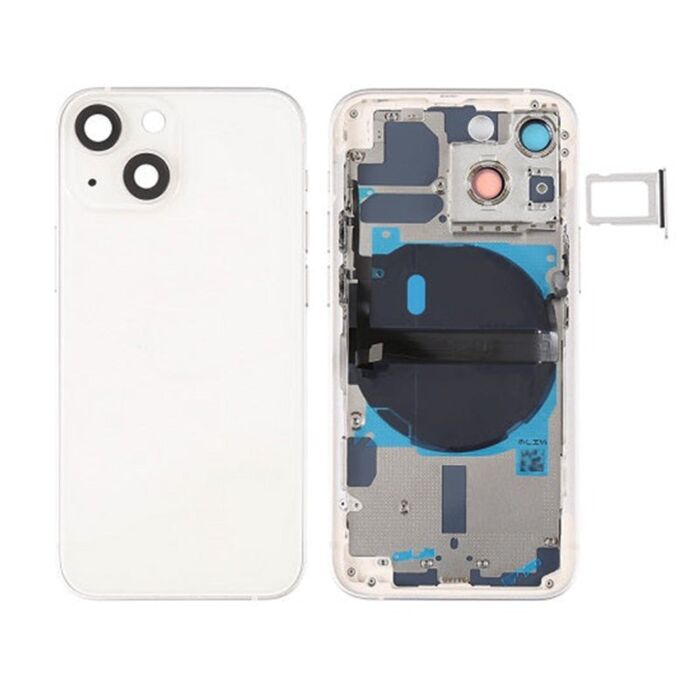 Back Housing with Power Flex White No Logo for iPhone 13Mini