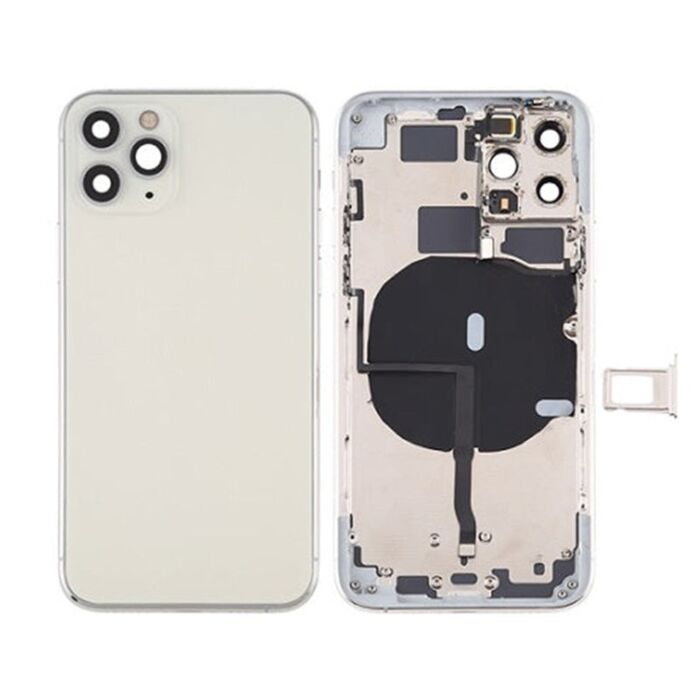 Back Housing with Power Flex White No Logo for iPhone 11Pro Max (Best Aftermarket)