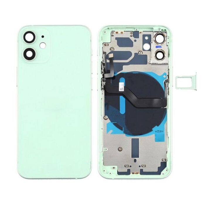 Back Housing with Power Flex Green No Logo for iPhone 12Mini (Best Aftermarket)