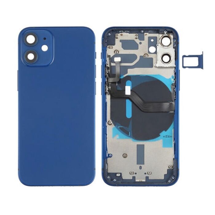 Back Housing with Power Flex Navy No Logo for iPhone 12Mini (Best Aftermarket)