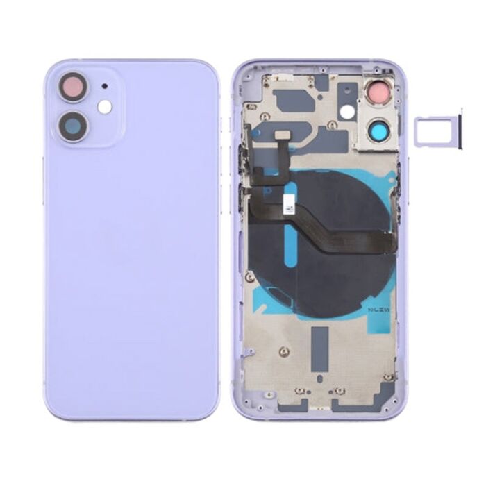 Back Housing with Power Flex Purple No Logo for iPhone 12Mini (Best Aftermarket)