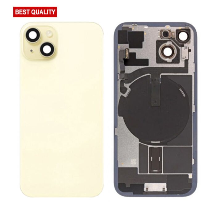 Back Panel with Wireless Charging Flex Yellow No Logo for iPhone 15 (Best Quality)